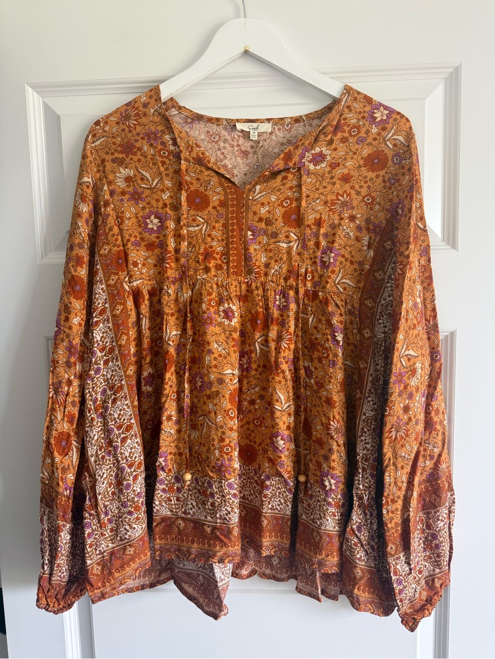 Easel Boho Floral Babydoll Blouse NWT M